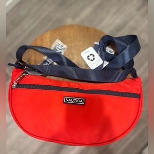Nautica Bold Red Belt Bag with Navy Strap